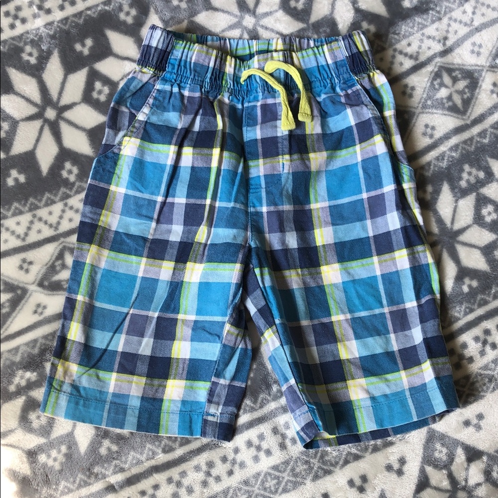 Blue Plaid Elastic-Waist Kids Shorts